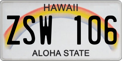 HI license plate ZSW106