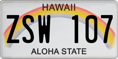 HI license plate ZSW107