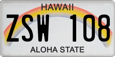 HI license plate ZSW108