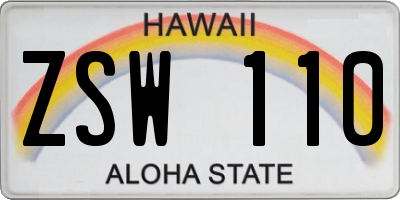 HI license plate ZSW110