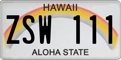 HI license plate ZSW111