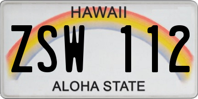 HI license plate ZSW112