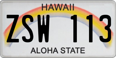 HI license plate ZSW113