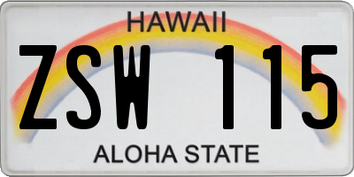 HI license plate ZSW115