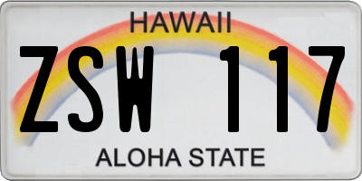 HI license plate ZSW117