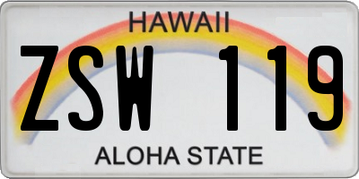 HI license plate ZSW119