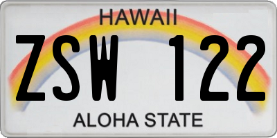 HI license plate ZSW122