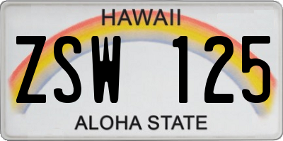 HI license plate ZSW125