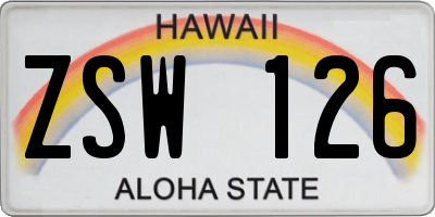HI license plate ZSW126