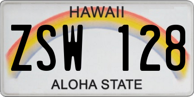 HI license plate ZSW128