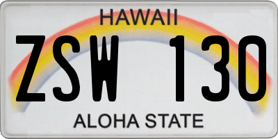 HI license plate ZSW130