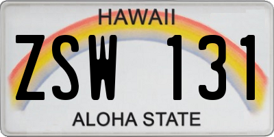 HI license plate ZSW131