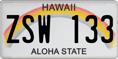 HI license plate ZSW133
