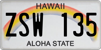 HI license plate ZSW135