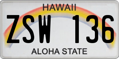 HI license plate ZSW136