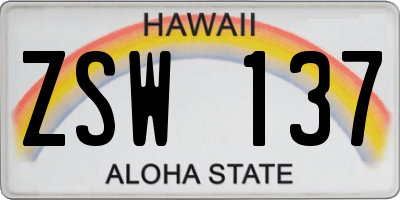 HI license plate ZSW137