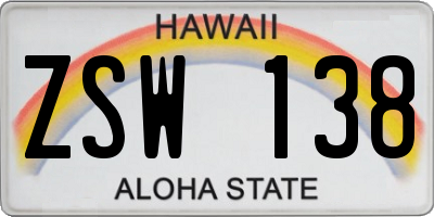 HI license plate ZSW138