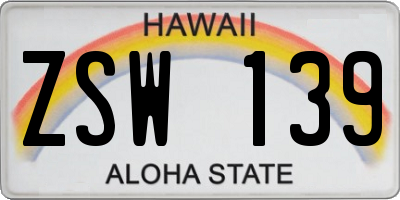 HI license plate ZSW139