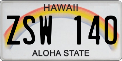 HI license plate ZSW140