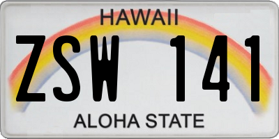HI license plate ZSW141