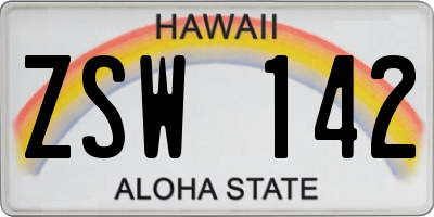 HI license plate ZSW142