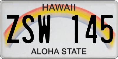 HI license plate ZSW145