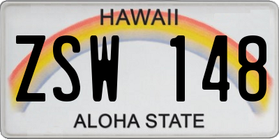 HI license plate ZSW148