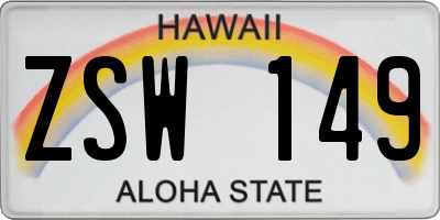 HI license plate ZSW149