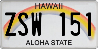 HI license plate ZSW151