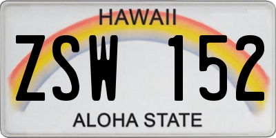 HI license plate ZSW152
