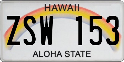 HI license plate ZSW153