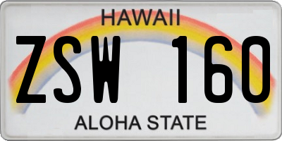HI license plate ZSW160