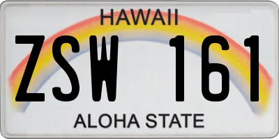 HI license plate ZSW161