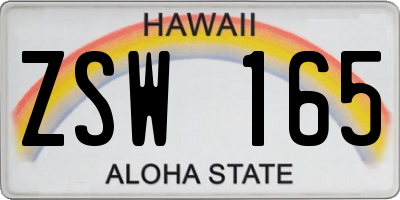 HI license plate ZSW165
