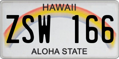 HI license plate ZSW166