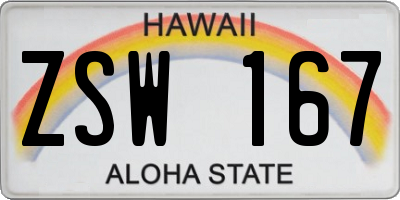 HI license plate ZSW167