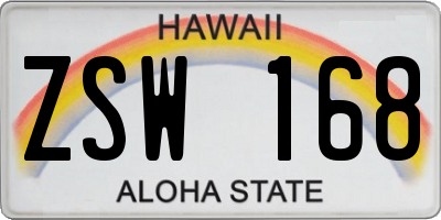 HI license plate ZSW168