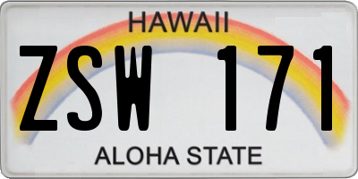 HI license plate ZSW171