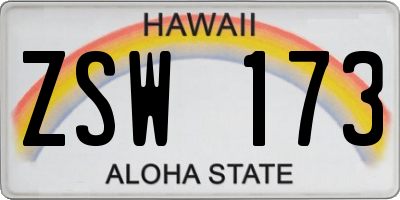 HI license plate ZSW173