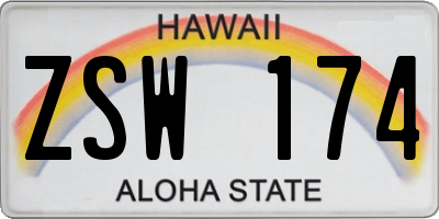 HI license plate ZSW174