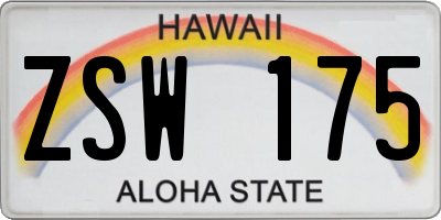 HI license plate ZSW175