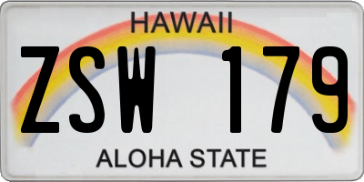 HI license plate ZSW179