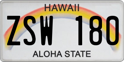 HI license plate ZSW180
