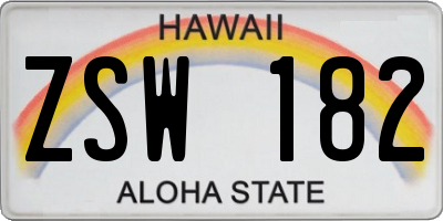 HI license plate ZSW182