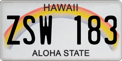 HI license plate ZSW183