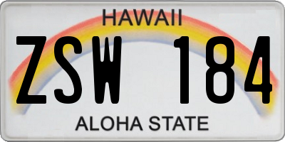 HI license plate ZSW184