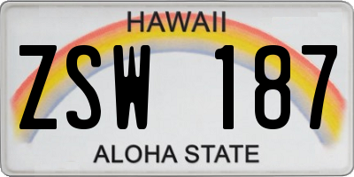 HI license plate ZSW187