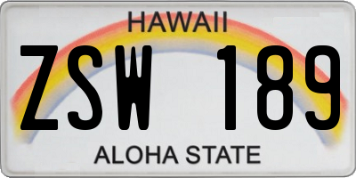 HI license plate ZSW189