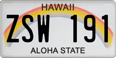 HI license plate ZSW191