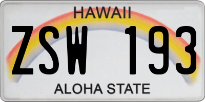 HI license plate ZSW193